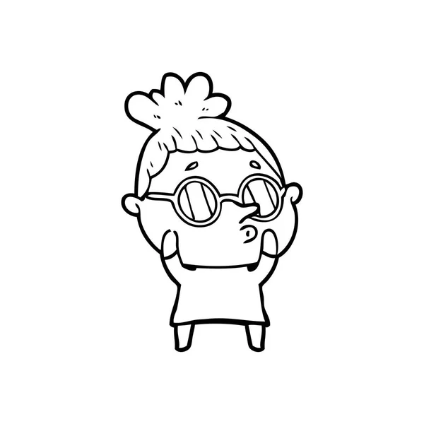 Mujer Dibujos Animados Con Gafas — Vector de stock