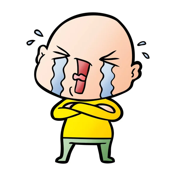 Cartoon Crying Bald Man — Stock Vector