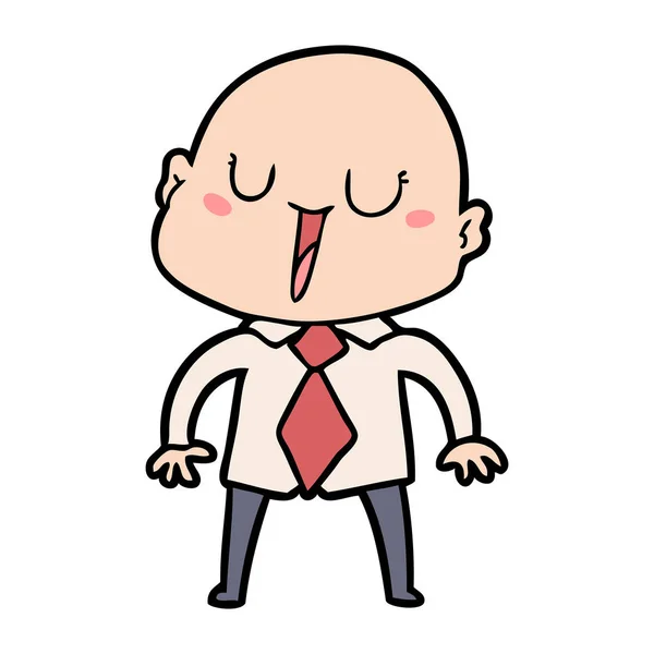 Feliz Cartoon Homem Careca — Vetor de Stock