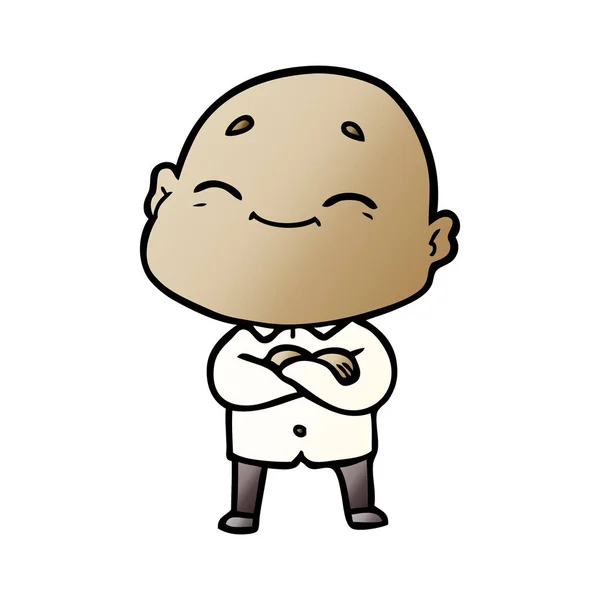 Cartoon Happy Bald Man — Stock Vector