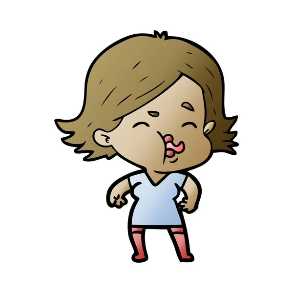 Cartoon Girl Pulling Face — Stock Vector