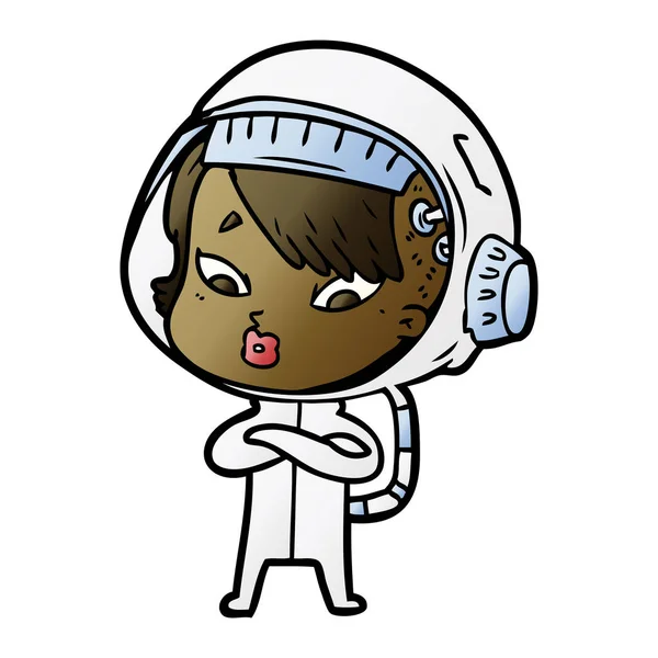 Vektor Illustration Von Cartoon Astronautin — Stockvektor