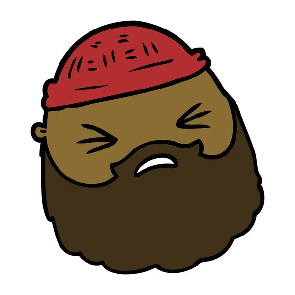 Desenho Animado Rosto Masculino Com Barba — Vetor de Stock