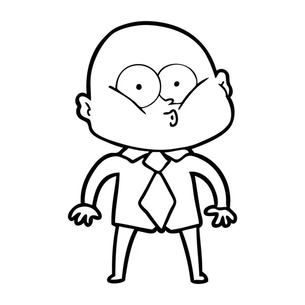 Desenho Animado Careca Homem Olhando — Vetor de Stock