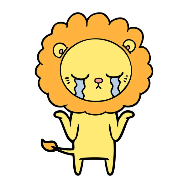 Vector Illustration Crying Cartoon Lion — Stock Vector