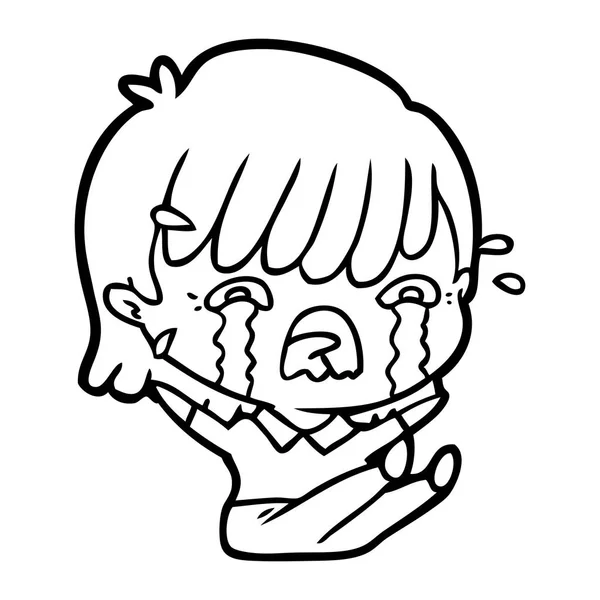 泣いている少女漫画のベクトル イラスト — ストックベクタ