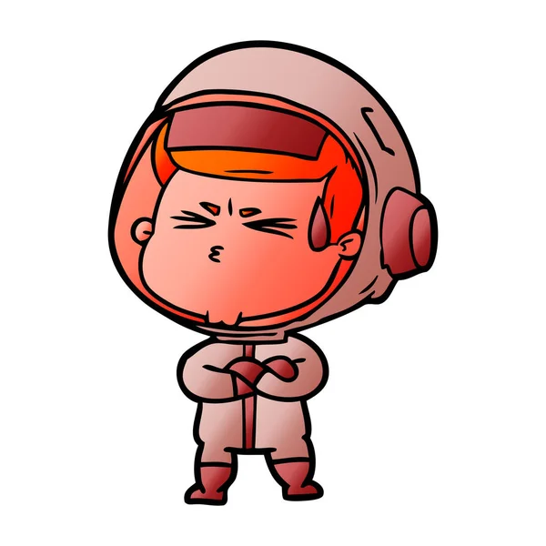 Illustrazione Vettoriale Dell Astronauta Stressato Cartone Animato — Vettoriale Stock