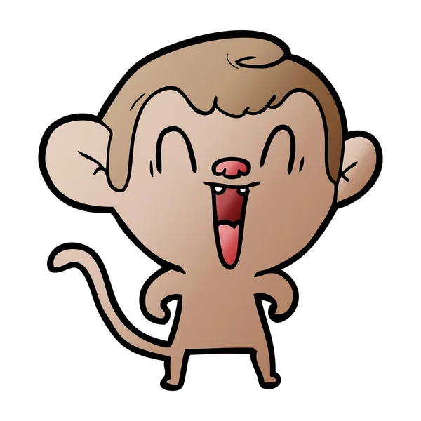 Ilustração Vetorial Desenho Animado Rindo Macaco — Vetor de Stock