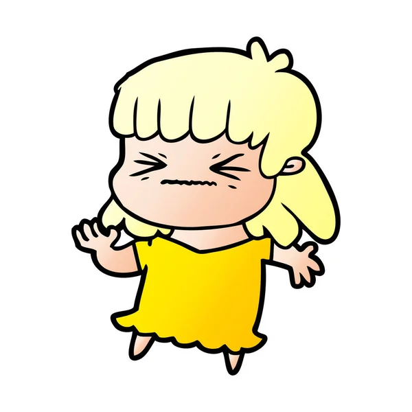 Vektor Illustration Der Karikatur Wütendes Mädchen — Stockvektor