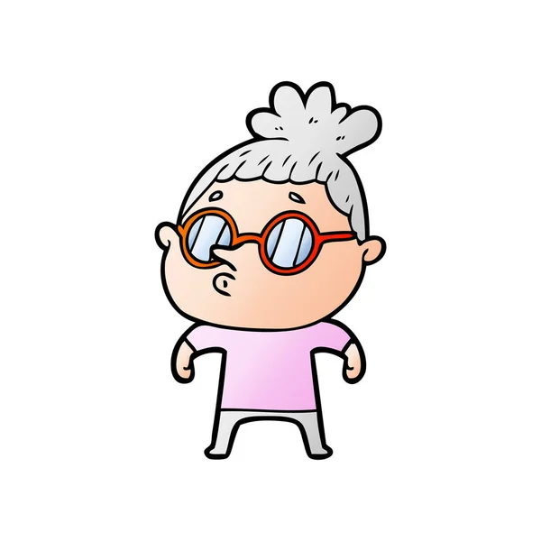 Cartoon Frau Mit Brille — Stockvektor