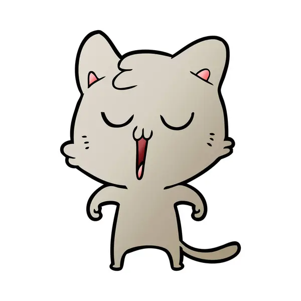 Vektorové Ilustrace Kreslené Kočka Zpěvu — Stockový vektor