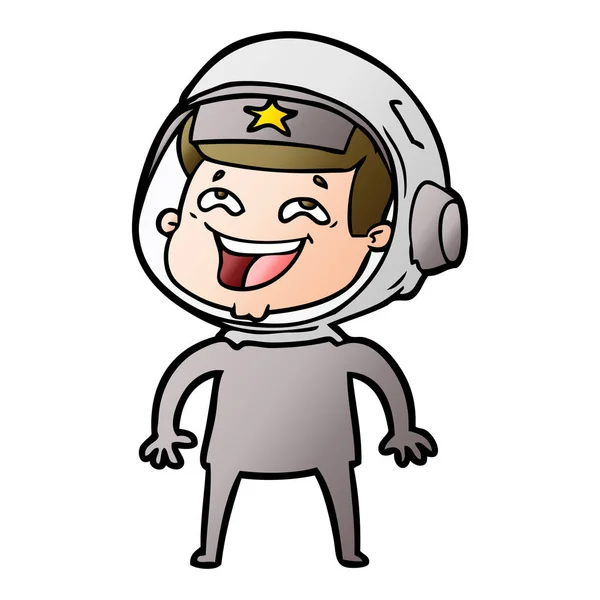 Vector Illustration Cartoon Laughing Astronaut — Stock Vector