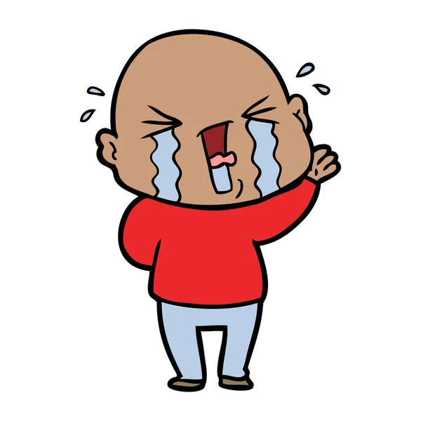 Cartoon Crying Bald Man — Stock Vector