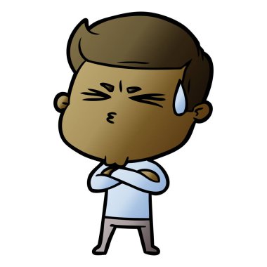 vektör çizim karikatür adam terleme