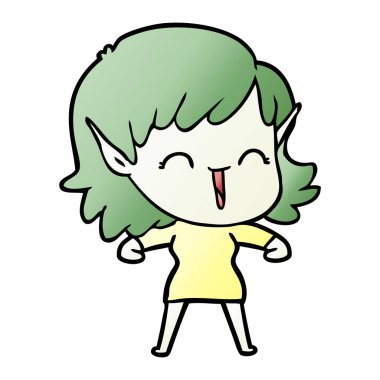 vektör çizim karikatür elf kızı