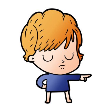 Çizgi filmdeki kadının vektör çizimi