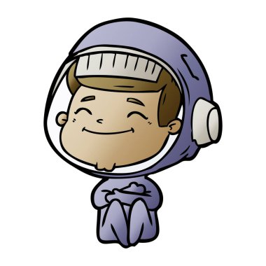mutlu karikatür astronot vektör çizim