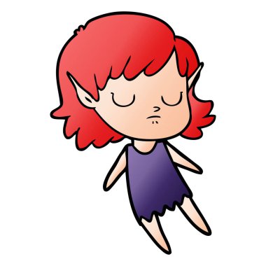 vektör çizim karikatür elf kızı