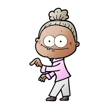 karikatür mutlu yaşlı kadın