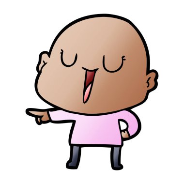 mutlu karikatür kel adam