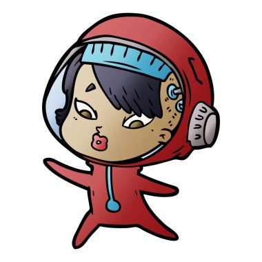 vektör çizim karikatür astronot kadın