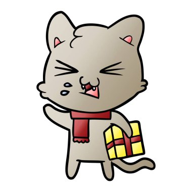 vektör çizim karikatür kedi tıslama