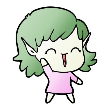 vektör çizim karikatür elf kızı