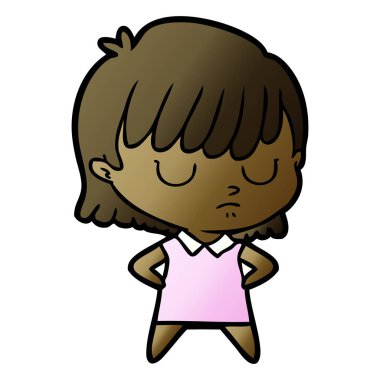 Çizgi filmdeki kadının vektör çizimi