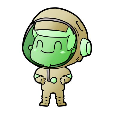 mutlu karikatür astronot adam