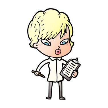 Çizgi filmdeki kadının vektör çizimi