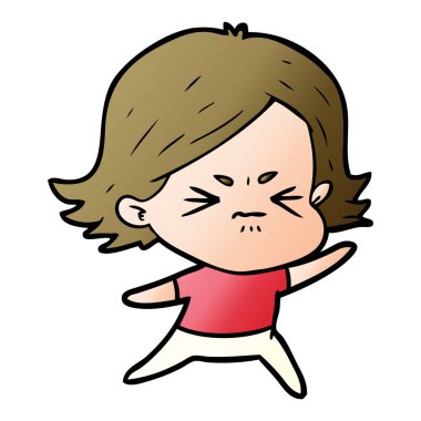 vektör çizim karikatür kızgın kız