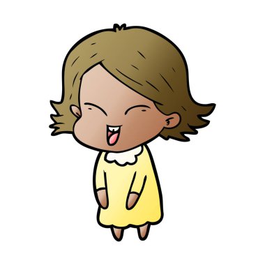 mutlu çizgi film kız vektör çizim