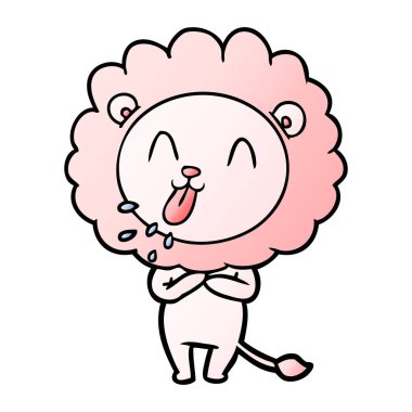 mutlu karikatür aslan vektör çizim