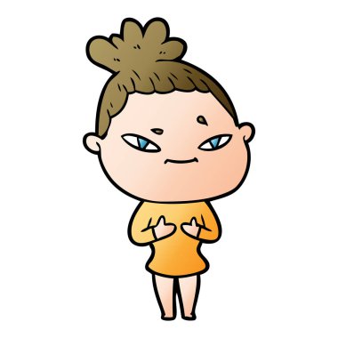 Çizgi filmdeki kadının vektör çizimi