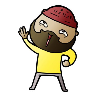 Çizgi film mutlu sakallı adam