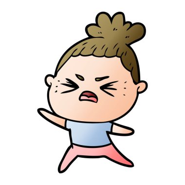 vektör çizim karikatür kızgın kadın