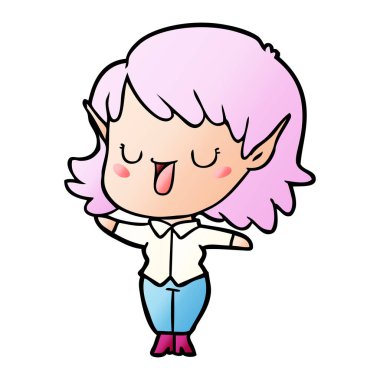 vektör çizim karikatür elf kızı