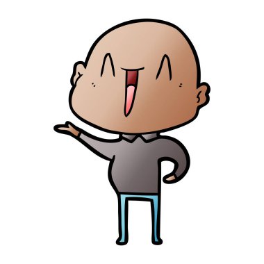 mutlu karikatür kel adam