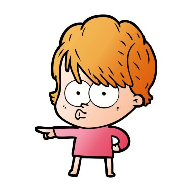 Çizgi filmdeki kadının vektör çizimi