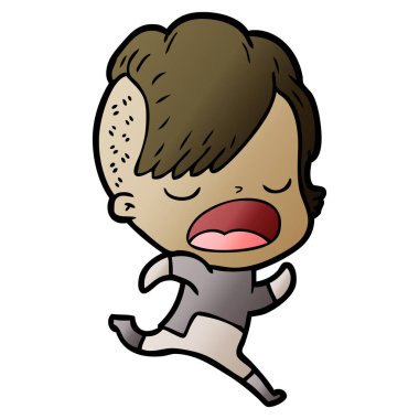 konuşuyor karikatür serin hippi kız