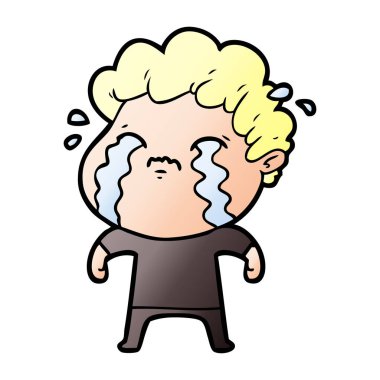vektör çizim karikatür adam ağlıyor