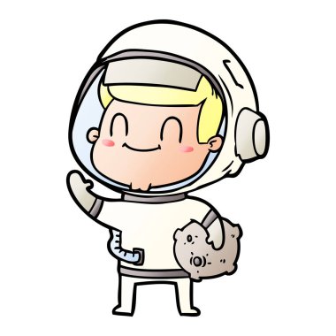 mutlu karikatür astronot adam