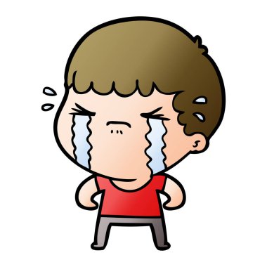 vektör çizim karikatür adam ağlıyor