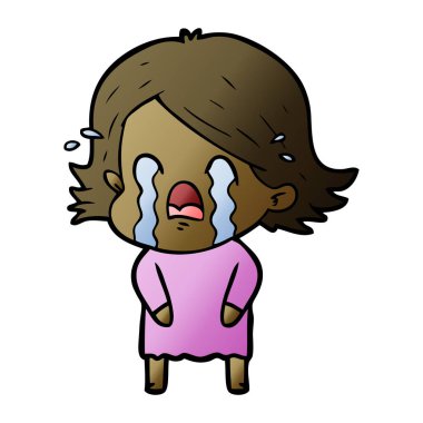 vektör çizim karikatür kadının ağladığını