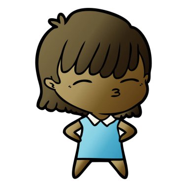 Çizgi filmdeki kadının vektör çizimi