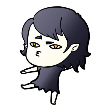 Çizgi filmdeki vampir kızın vektör çizimi