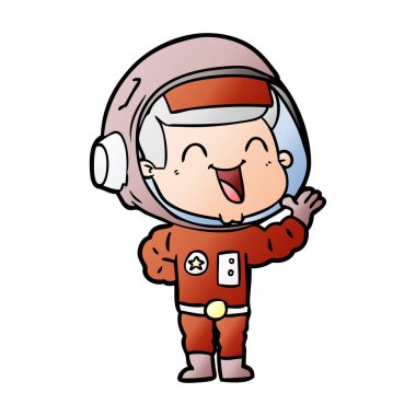 mutlu karikatür astronot vektör çizim