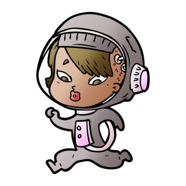 vektör çizim karikatür astronot kadın