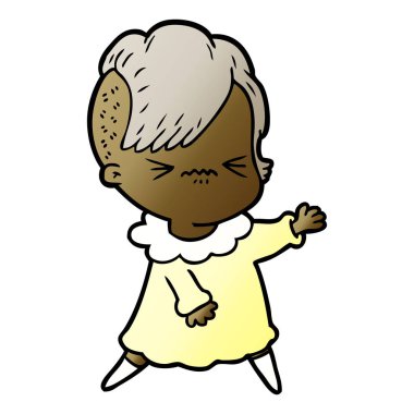 karikatür rahatsız hippi kız