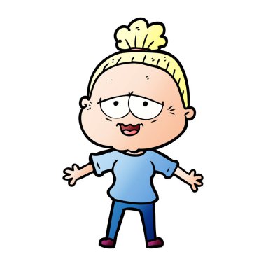 karikatür mutlu yaşlı kadın